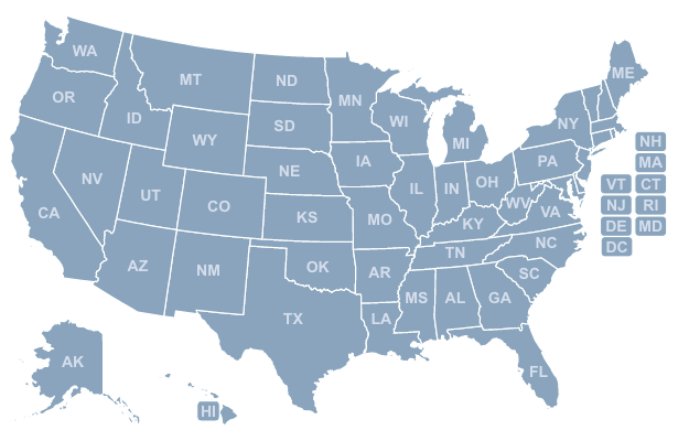 Screenshot of USA Map showing States