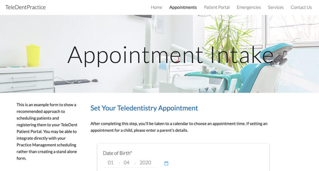 Sample Appointment Screen